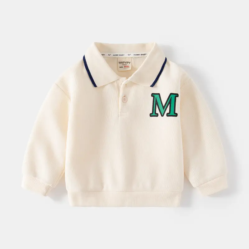 Children's Cream Polo Sweatshirt with Embroidered M - Image 5