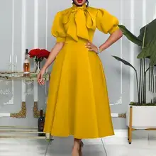 Yellow Bow Banquet Evening Dress Large Size — feature 19