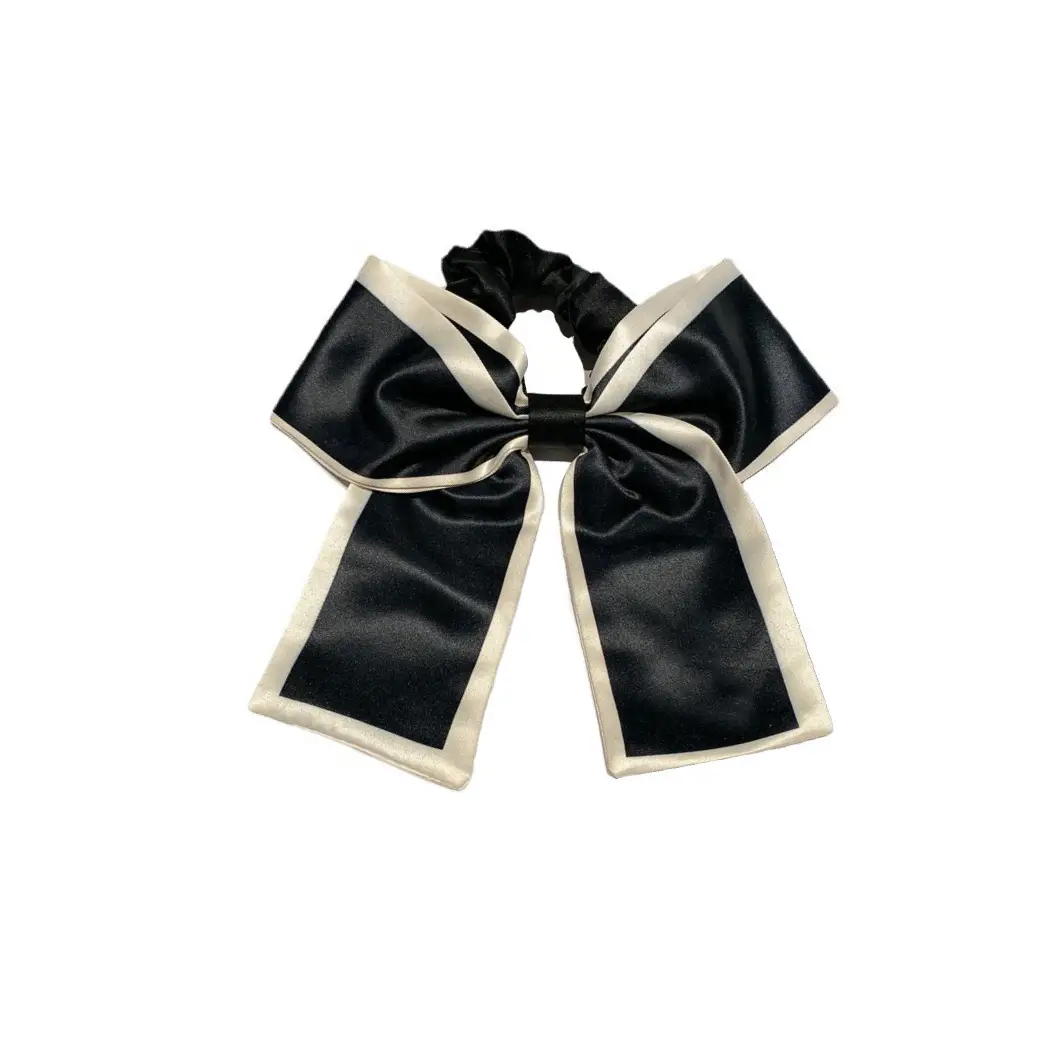 Black Silk Large Bow Hair Rope for Women - Image 7