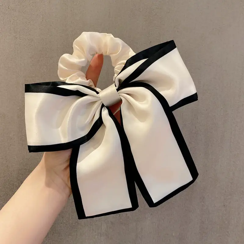 Black Silk Large Bow Hair Rope for Women — feature 6