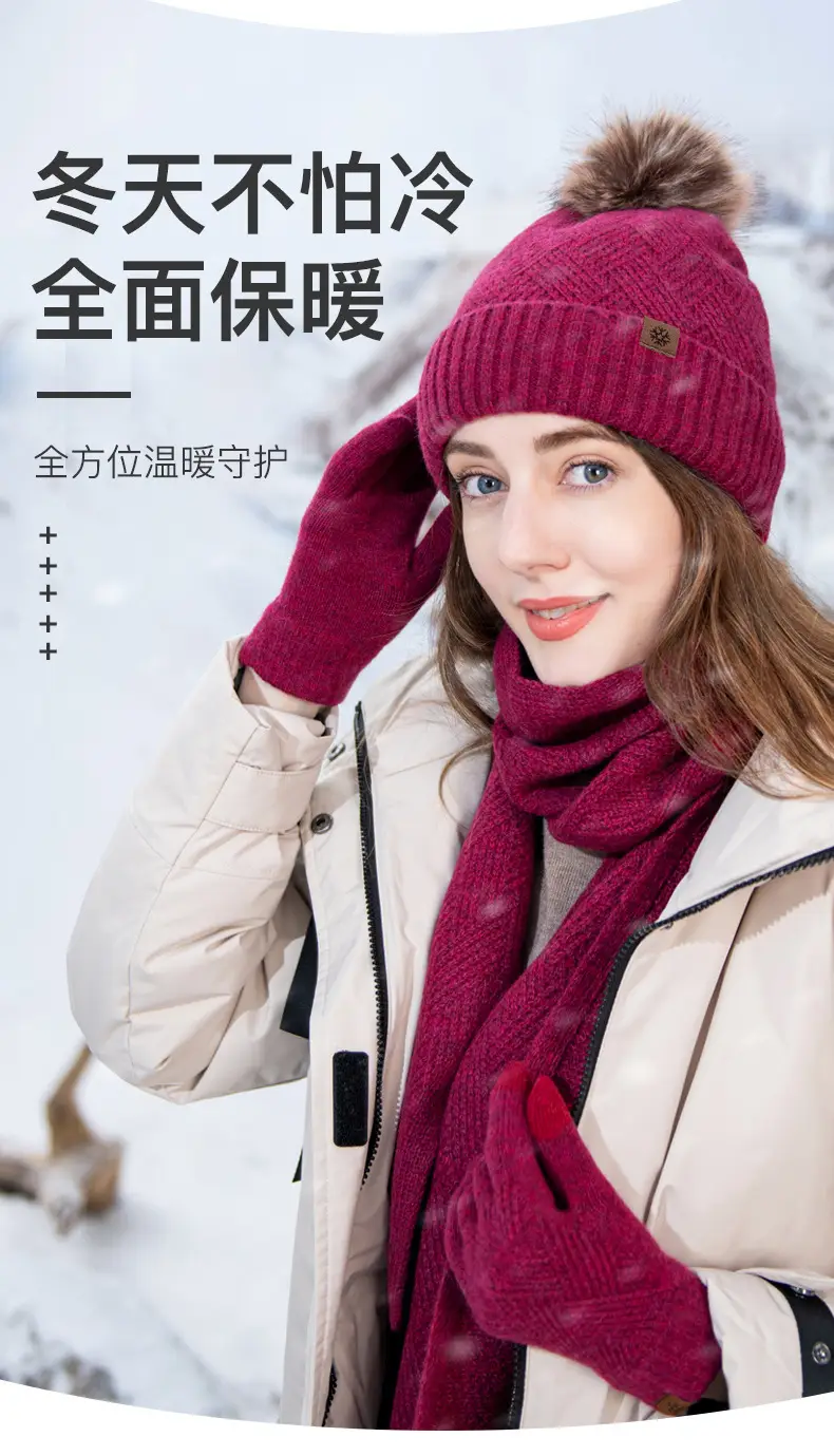 Men Winter Knitted Beanie Scarf & Gloves Set Grey — feature 13