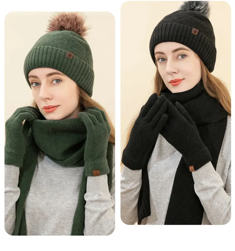 Men Winter Knitted Beanie Scarf & Gloves Set Grey — feature 16