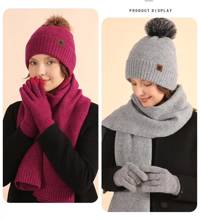 Men Winter Knitted Beanie Scarf & Gloves Set Grey — feature 17