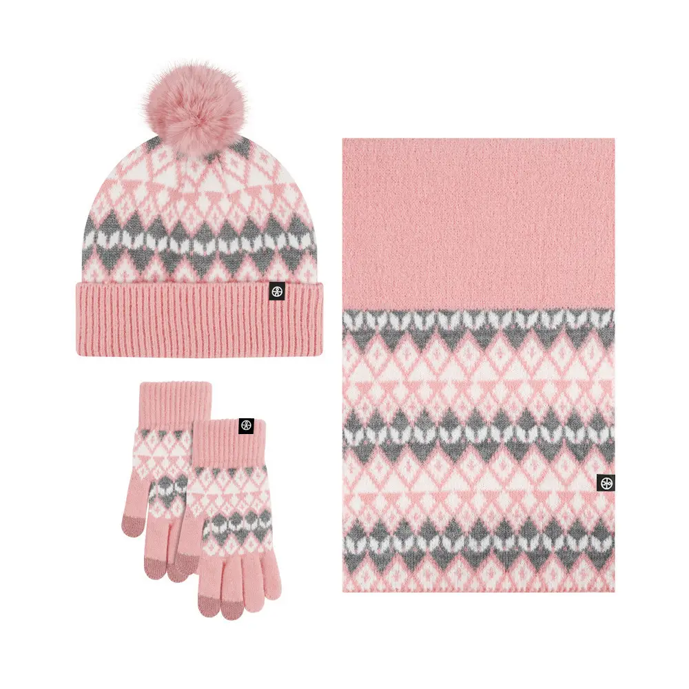 Men Winter Knitted Beanie Scarf & Gloves Set Grey