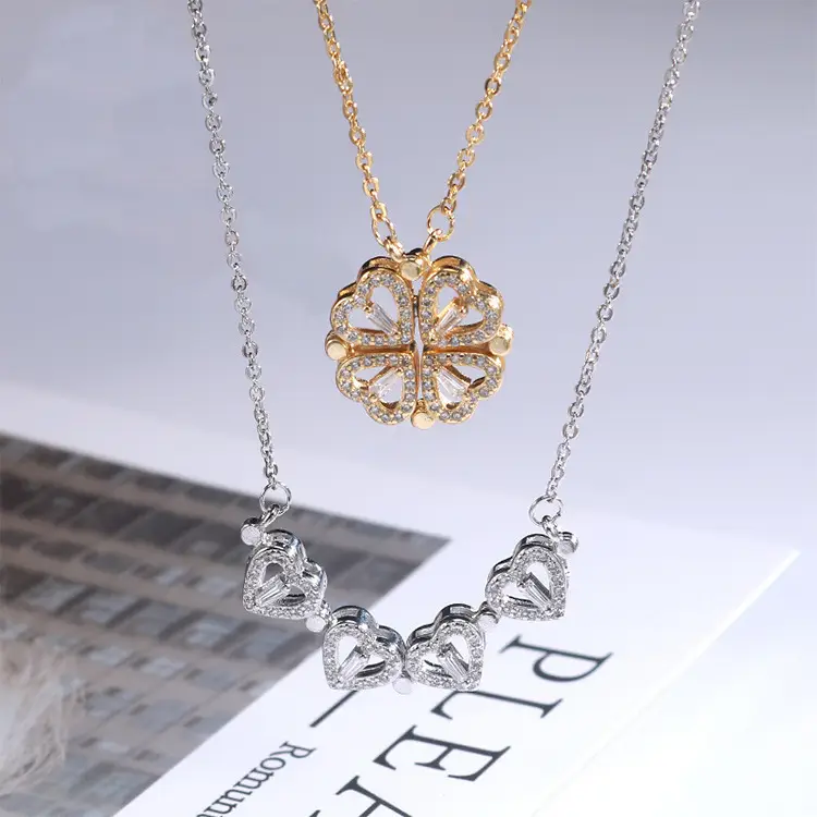 Wenjian Japanese Korean Heart-Shaped Foldable Necklace Women - Image 4