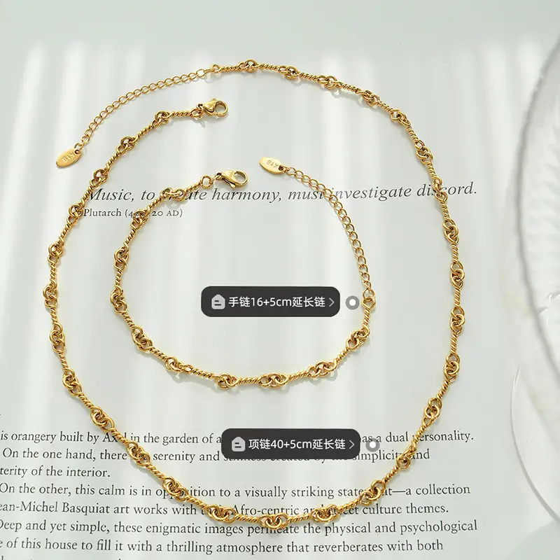Copper Naked Link Chain Bracelet Necklace Gold - Image 4
