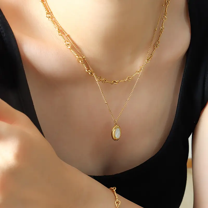 Copper Naked Link Chain Bracelet Necklace Gold - Image 6