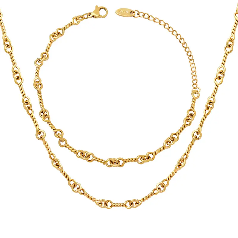 Copper Naked Link Chain Bracelet Necklace Gold - Image 7