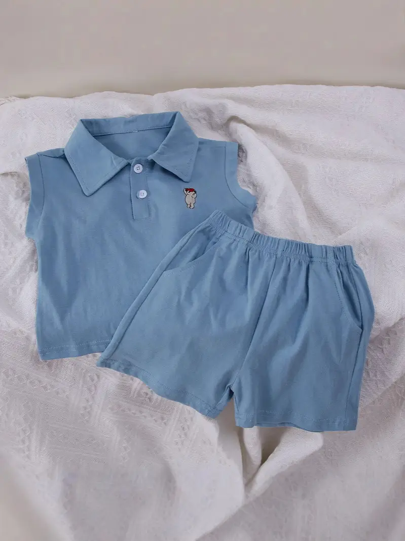 Brown Sleeveless Kids Shorts Set for Summer - Image 10