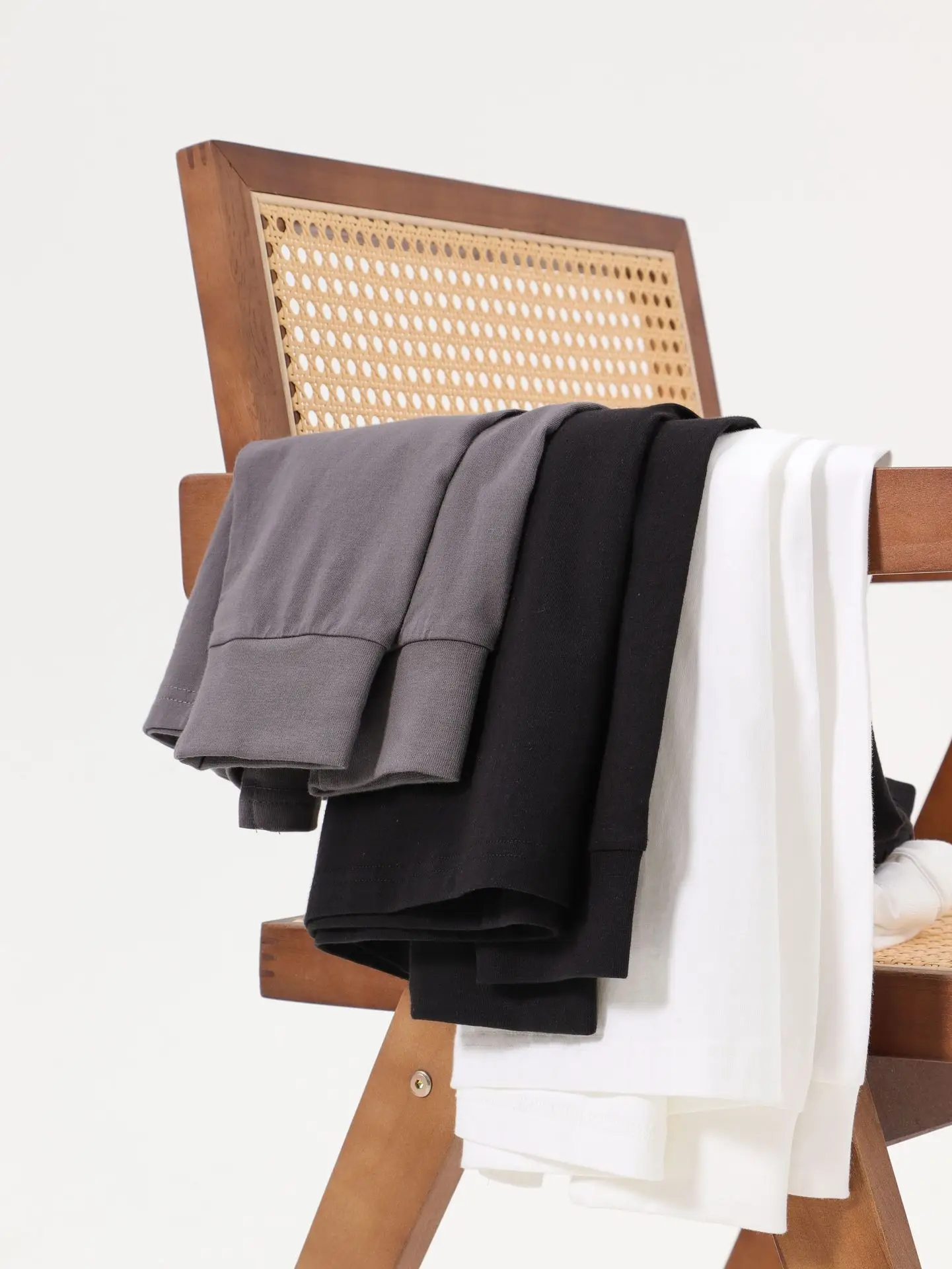 Men Cotton Long Sleeve T-Shirt White Loose Fit - Image 6