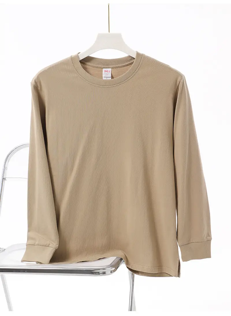 Men Cotton Long Sleeve T-Shirt White Loose Fit — feature 5