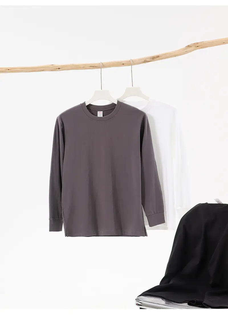 Men Cotton Long Sleeve T-Shirt White Loose Fit — feature 6