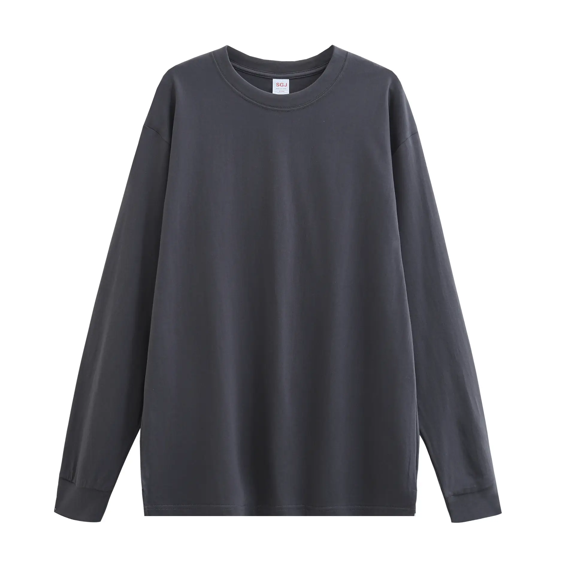 Men Cotton Long Sleeve T-Shirt White Loose Fit - Image 3