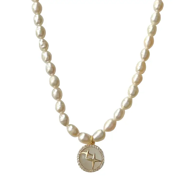 Elegant Pearl Necklace with Zircon Pendant Adjustable - Image 5
