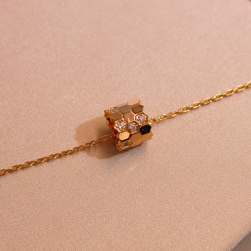 Gold Hexagon Diamond Necklace for Women