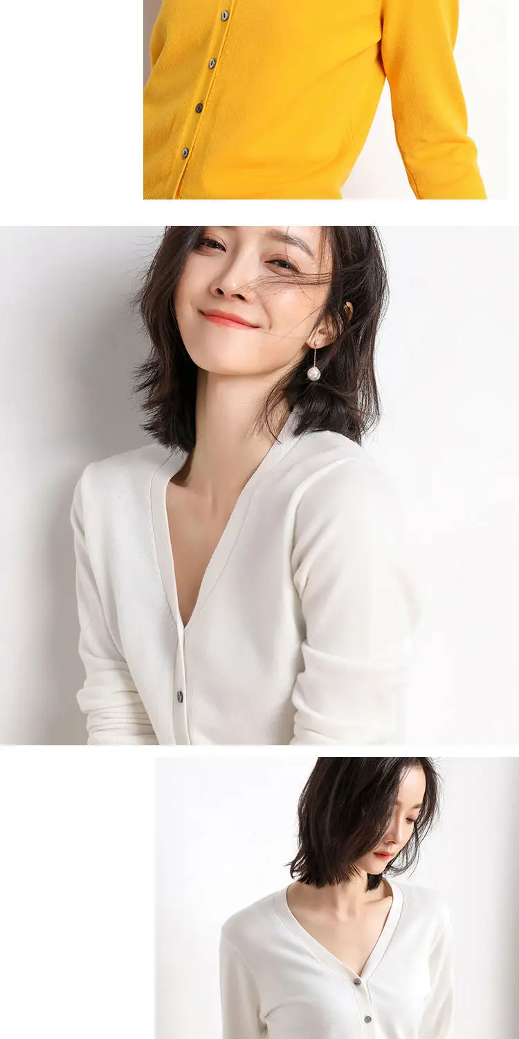 Women's New Cardigan Coat Short Knitted Sweater Outerwear White — feature 12
