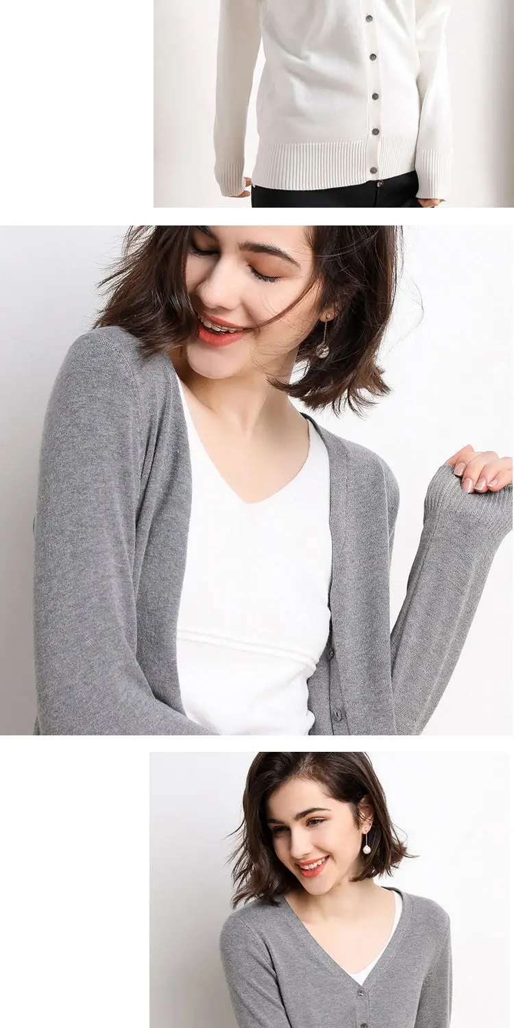 Women's New Cardigan Coat Short Knitted Sweater Outerwear White — feature 13
