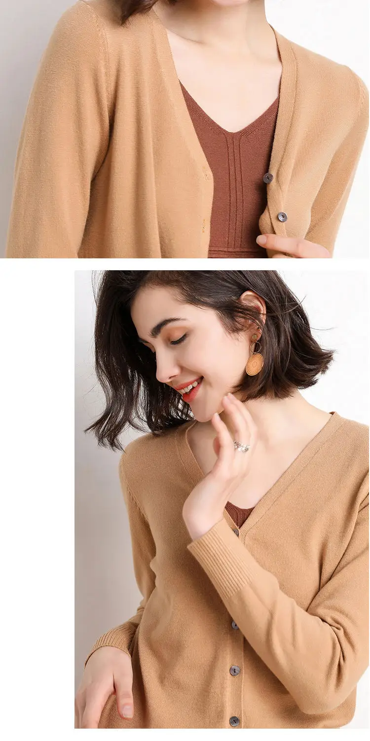 Women's New Cardigan Coat Short Knitted Sweater Outerwear White — feature 15