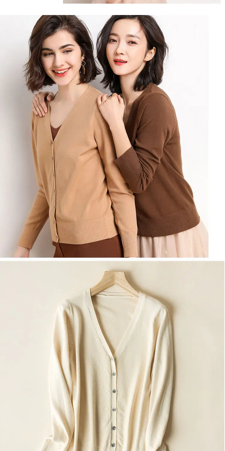 Women's New Cardigan Coat Short Knitted Sweater Outerwear White — feature 17