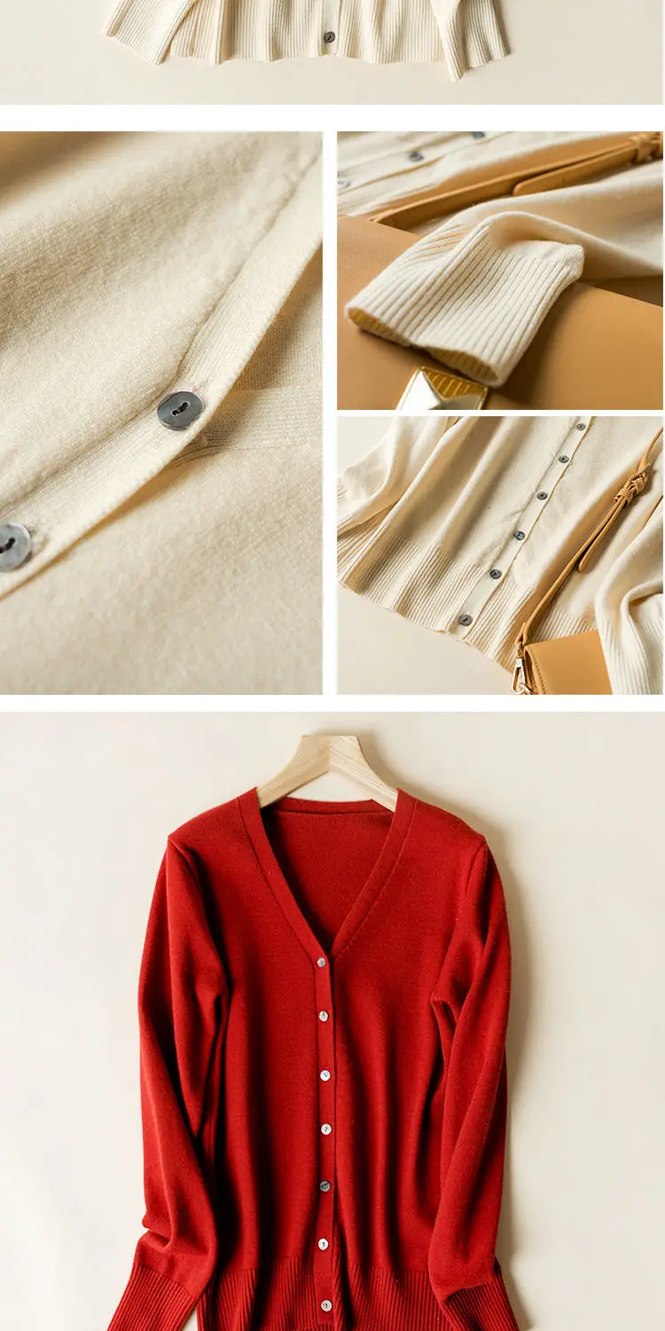 Women's New Cardigan Coat Short Knitted Sweater Outerwear White — feature 18