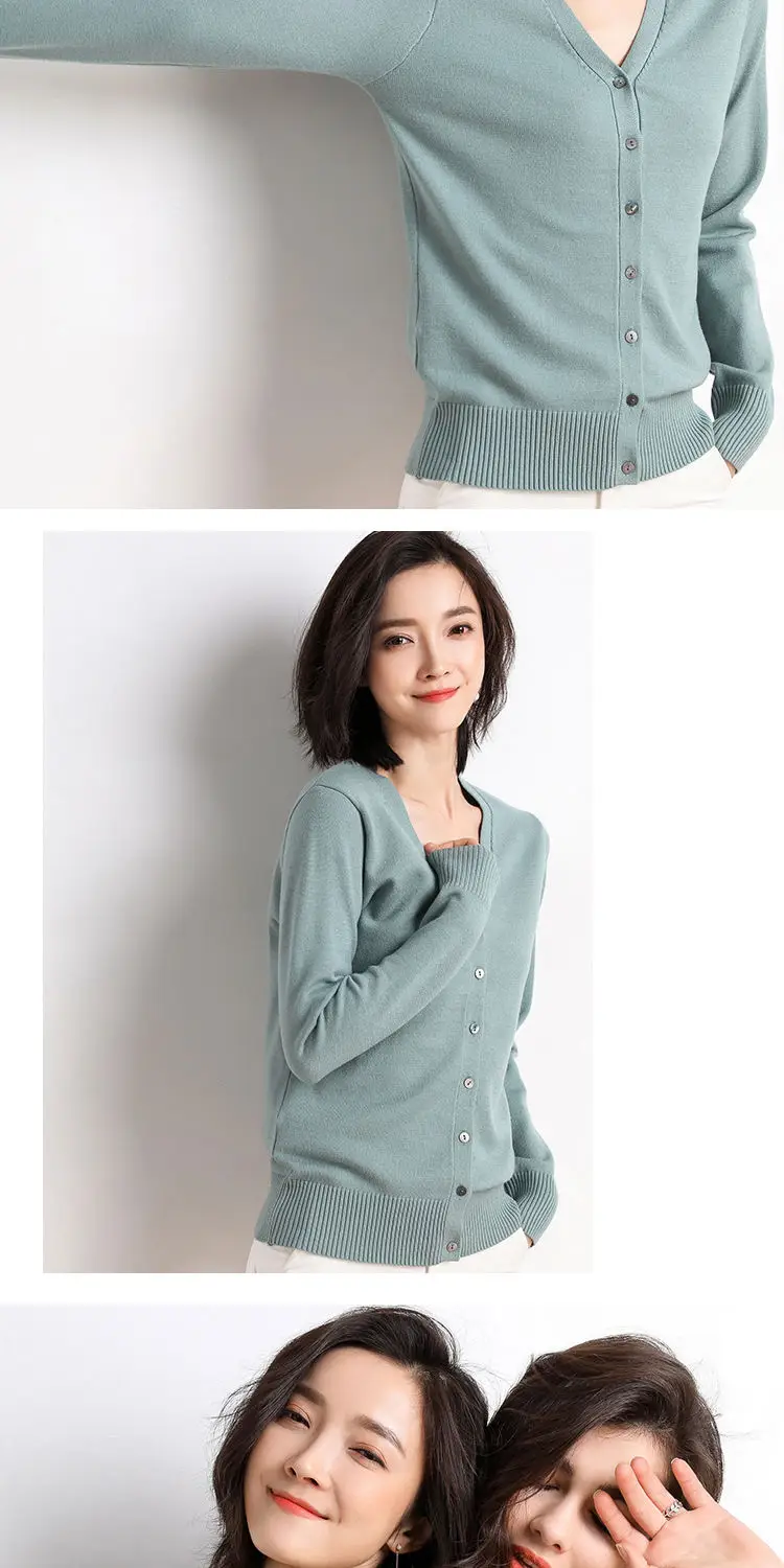 Women's New Cardigan Coat Short Knitted Sweater Outerwear White — feature 8