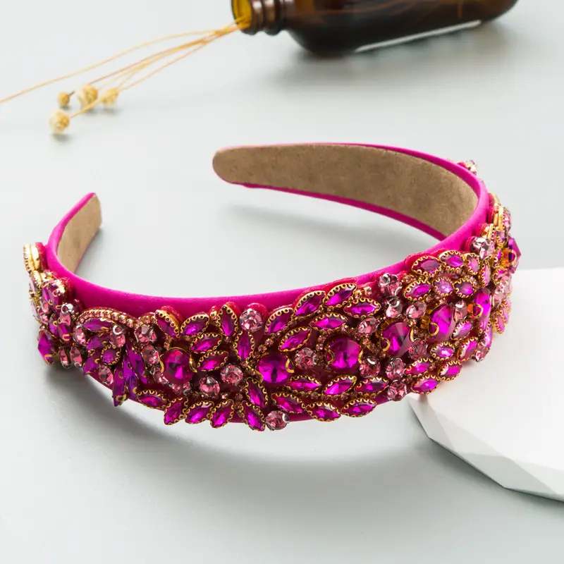 Baroque Full Diamond Hairband Teal Green Wholesale - Image 2