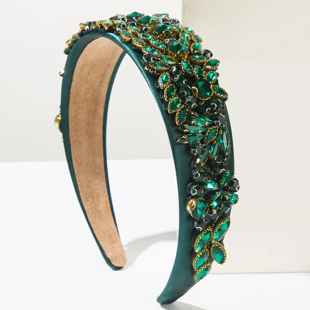 Baroque Full Diamond Hairband Teal Green Wholesale - Image 4
