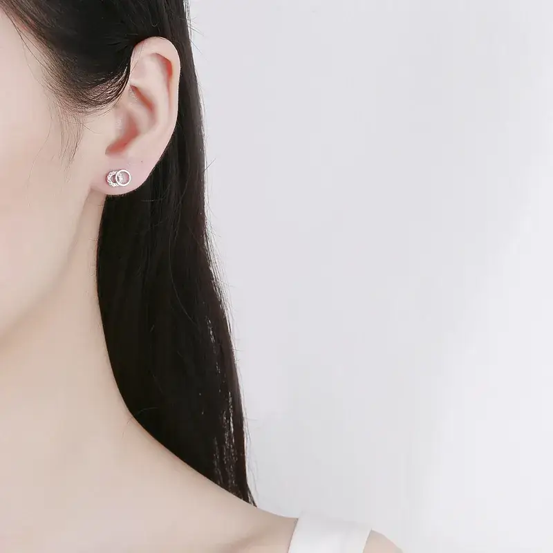 925 Sterling Silver Circle Ear Nails Women's New Fashion Minimalist Ins Style All-match Ear Bone Nails Advanced Elegant Ear Jewelry - Image 5