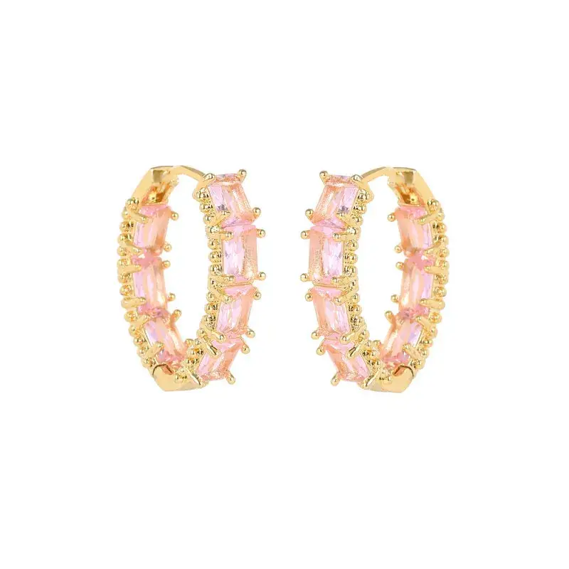Korean Style Pink Zircon Drop Earrings - Image 5