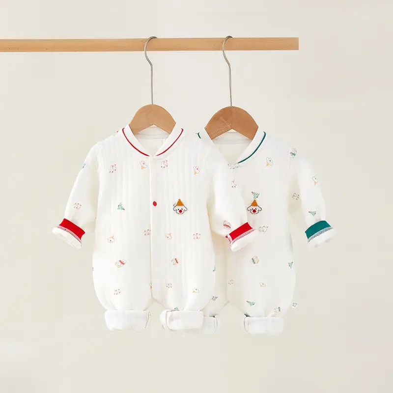 Newborn Baby Pajamas Autumn Warm Boneless Three-Layer