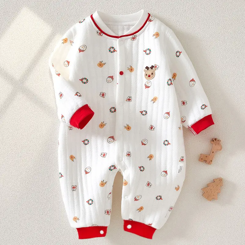 Newborn Baby Pajamas Autumn Warm Boneless Three-Layer
