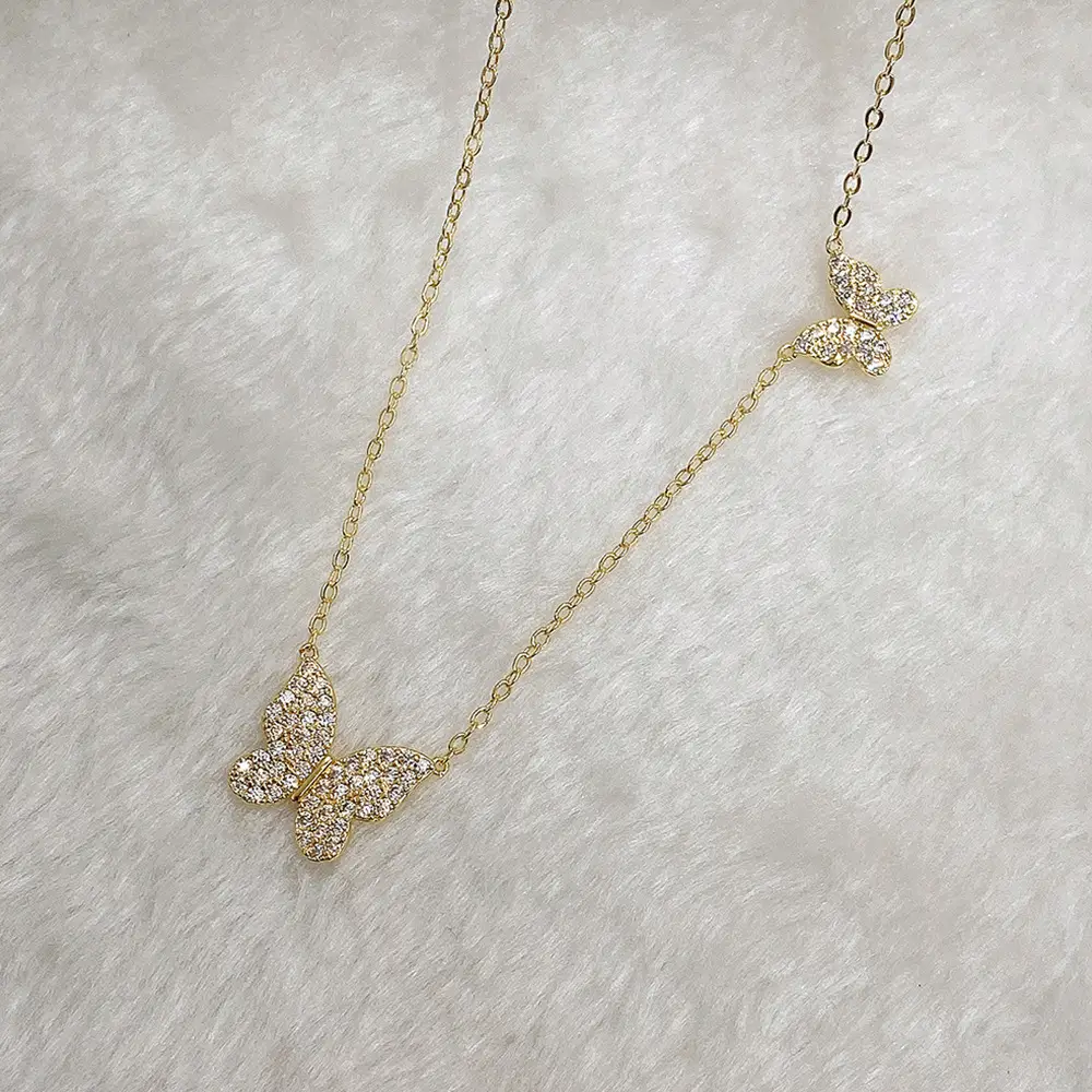 Gold Butterfly Necklace for Women with Sparkle Diamonds - Image 4