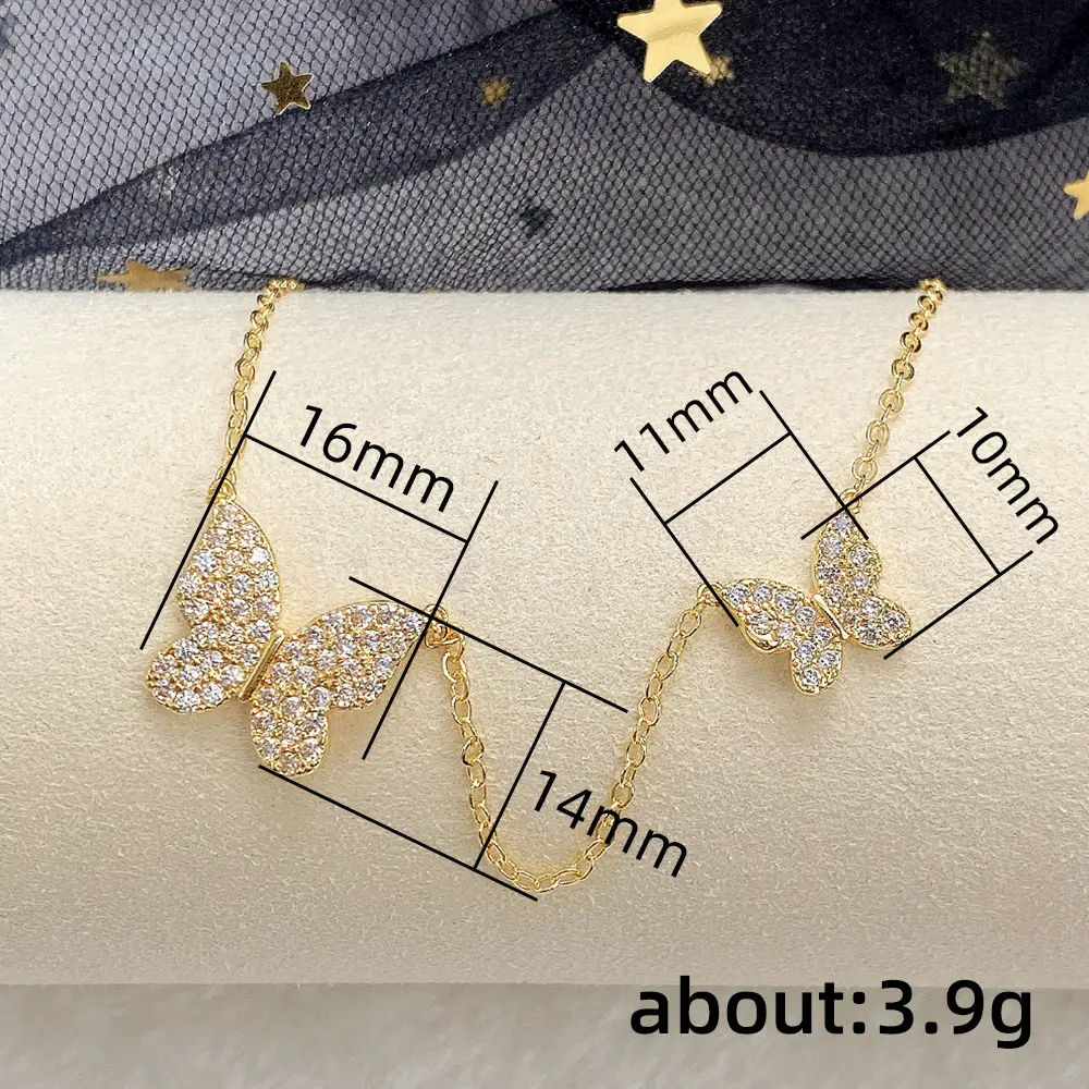 Gold Butterfly Necklace for Women with Sparkle Diamonds - Image 5