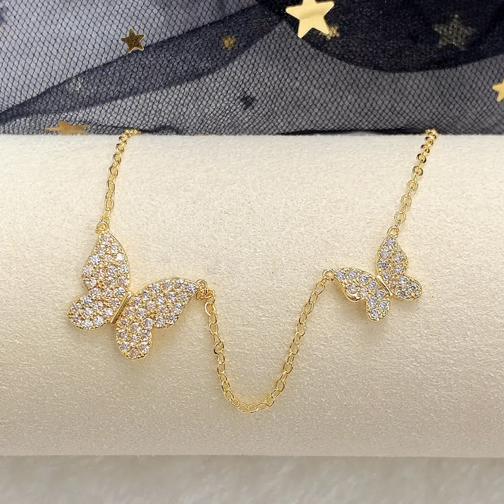 Gold Butterfly Necklace for Women with Sparkle Diamonds — feature 4