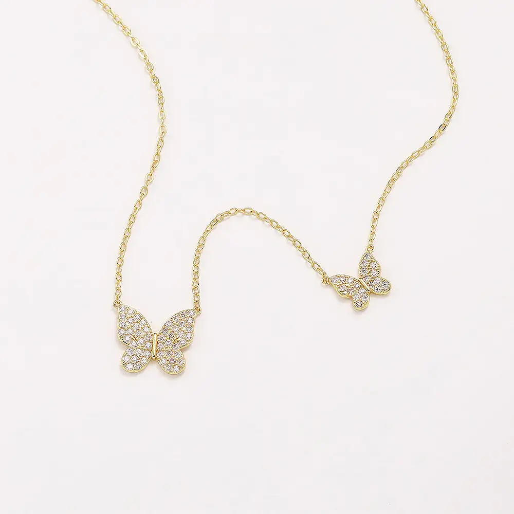 Gold Butterfly Necklace for Women with Sparkle Diamonds — feature 6
