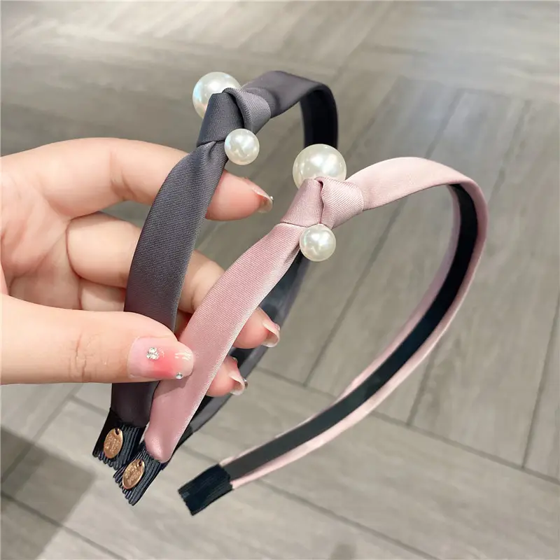 Women Korean Style Pearl Headband with Side Knot Brooch - Image 8