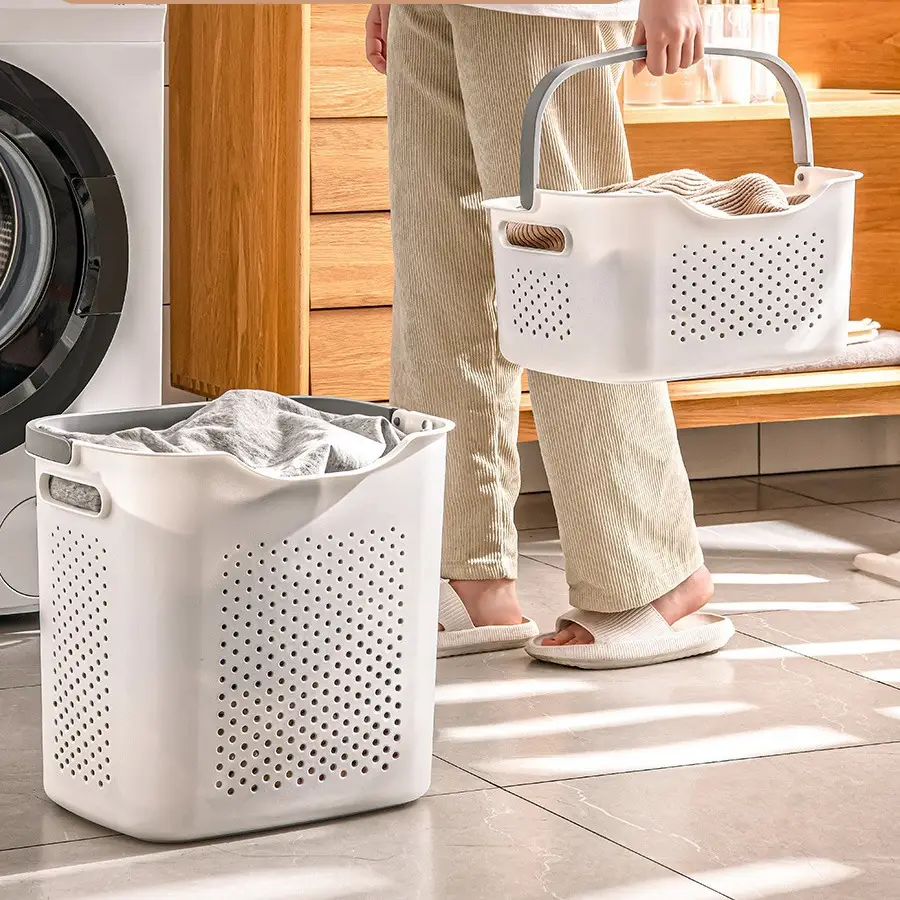 White Dirty Clothes Basket 36cm x 28cm - Image 15