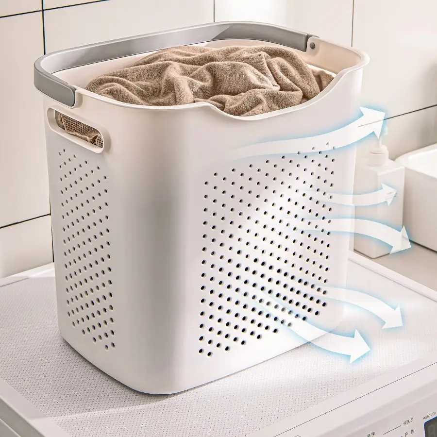 White Dirty Clothes Basket 36cm x 28cm - Image 16
