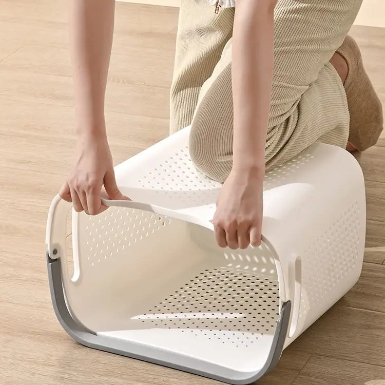 White Dirty Clothes Basket 36cm x 28cm - Image 17