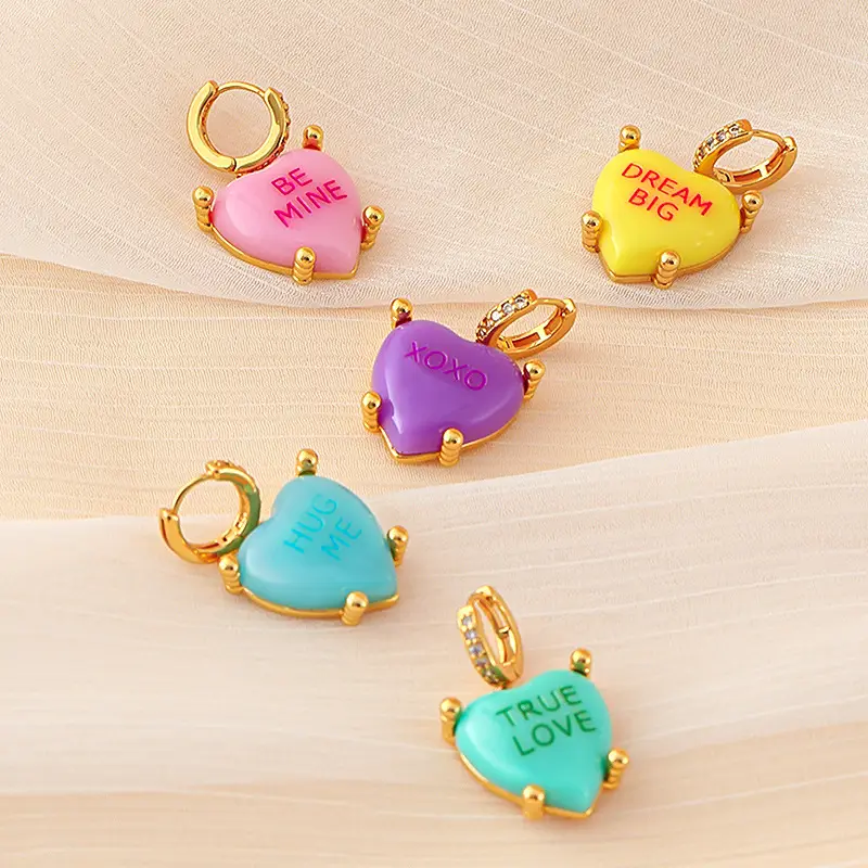 Love Earrings Women True Love Zircon Light Gold Heart Design