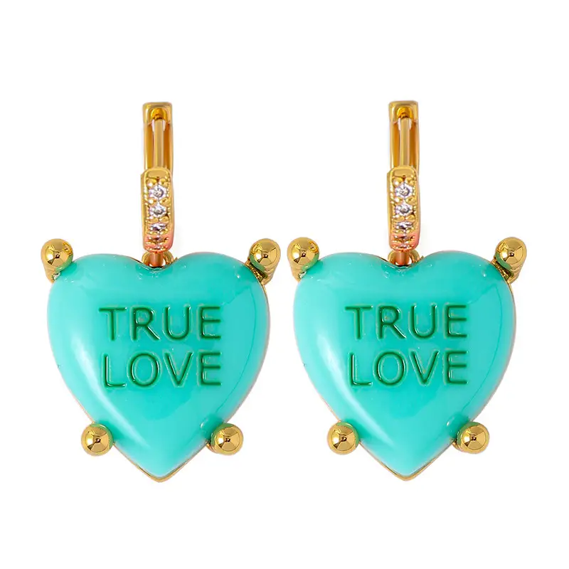 Love Earrings Women True Love Zircon Light Gold Heart Design