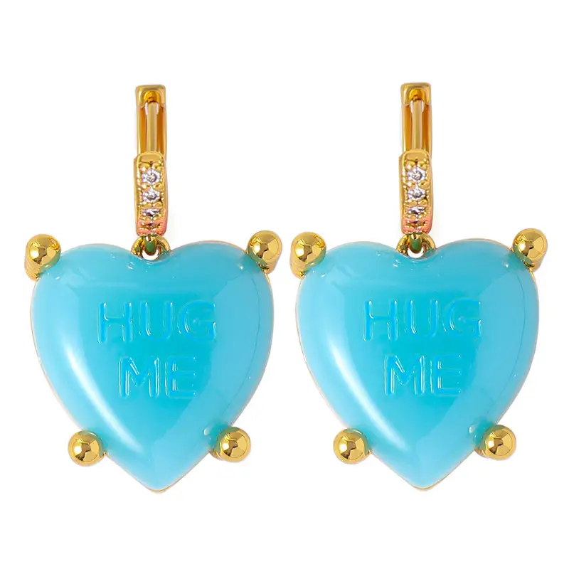 Love Earrings Women True Love Zircon Light Gold Heart Design