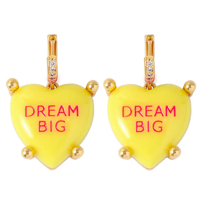 Love Earrings Women True Love Zircon Light Gold Heart Design