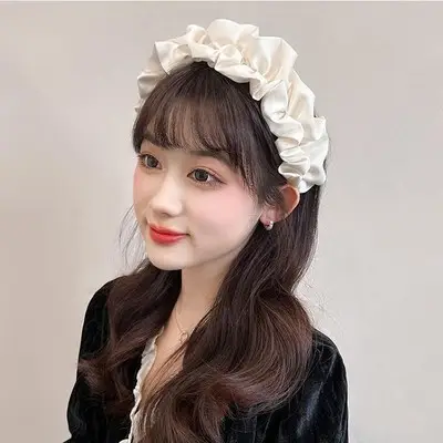 Black Silk Hair Hoop for Women with Wide Brim