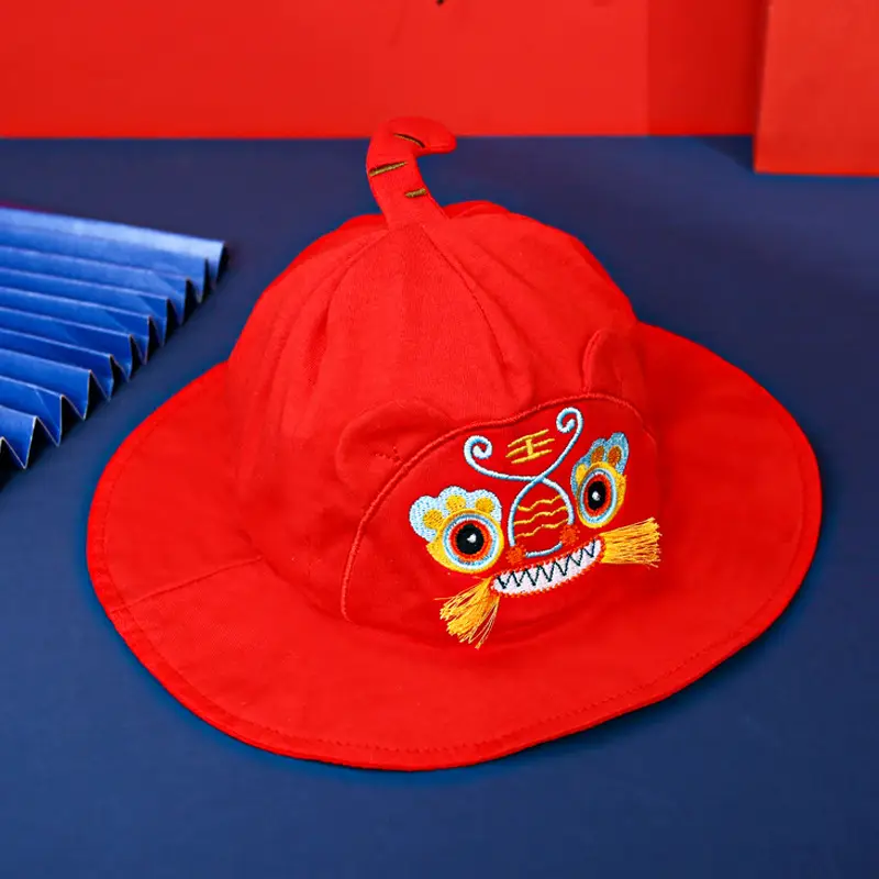 Red Tiger Head Baby Sun Hat for Girls Travel