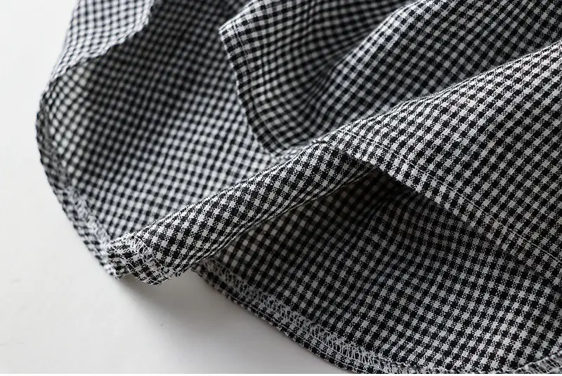 Japanese Linen Plaid Dress Vintage All-match Large Hem Loose Women's Long Dress — feature 11