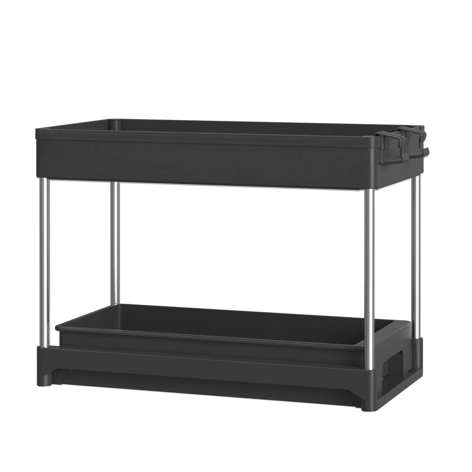 Double Layer Storage Rack Black Metal Bathroom Pull Out - Image 14