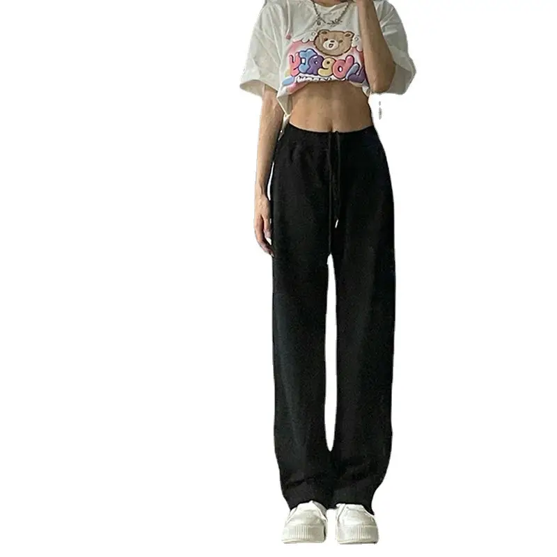 2024 Women's Black Wide Leg Sweatpants Loose Slimming Casual - Image 8
