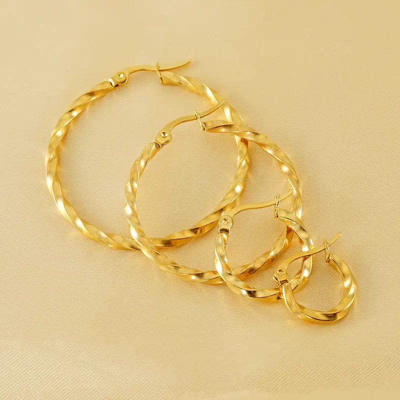 Gold Plated Corrugated Earrings for Women - Image 5