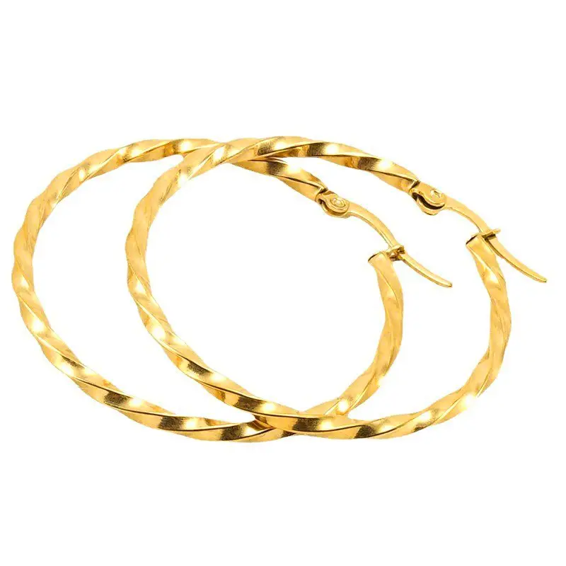 Gold Plated Corrugated Earrings for Women - Image 8